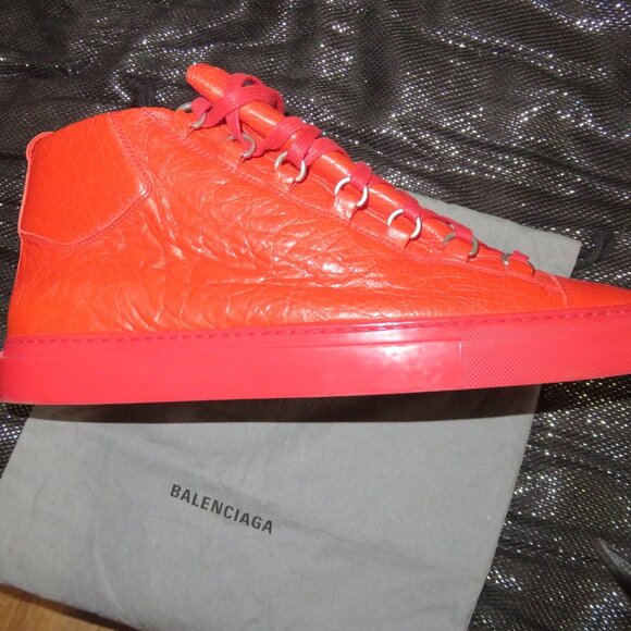 BALENCIAGA ARENA HIGH TOP SNEAKERS SIZE 45 US 12 IN VIBRANT RED - Picture 8 of 10